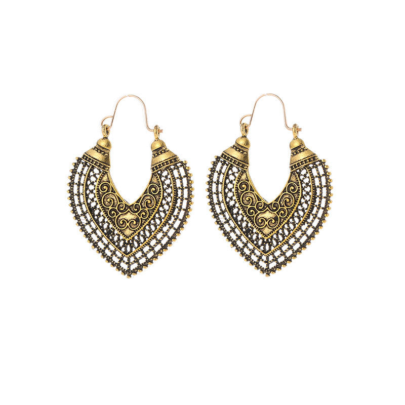 Wholesale Hollow Bohemian Ethnic Style Carved Earrings